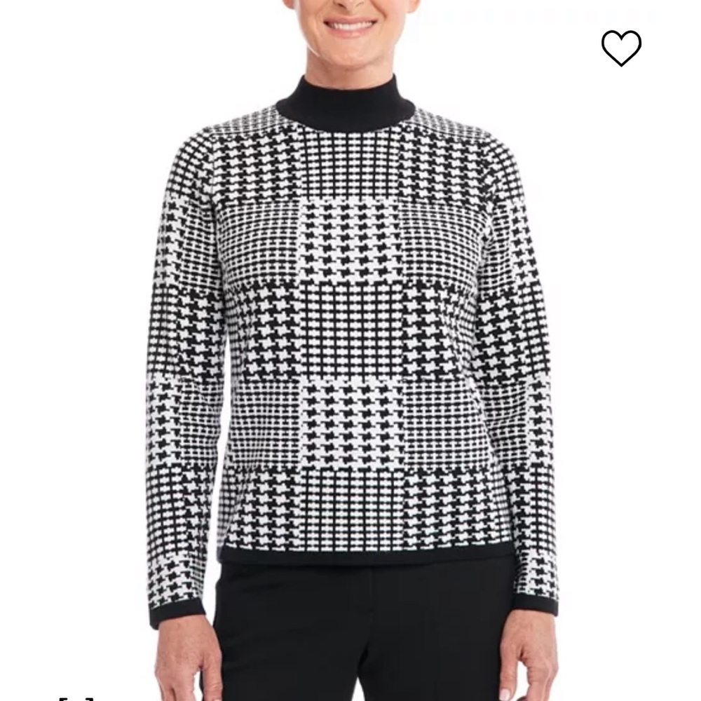 BNWT JOSEPH A Women's Long Sleeve Patterned Mock Neck Sweater MEDIUM
